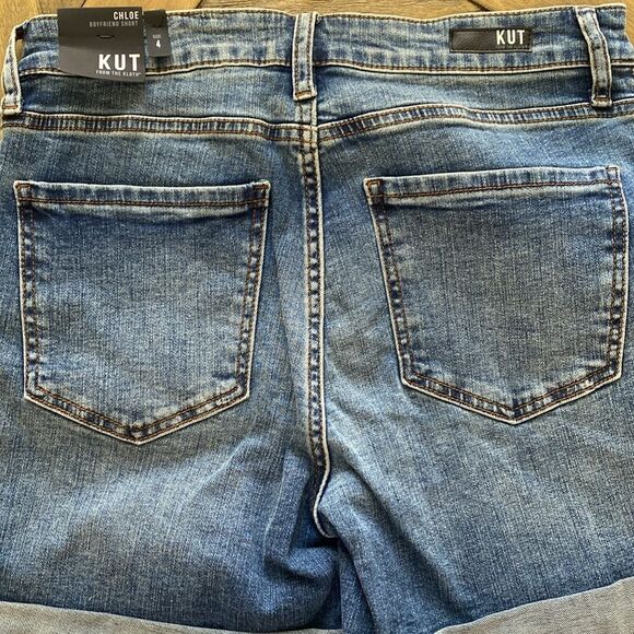 NWT Kut From The Kloth Chloe Boyfriend Shorts Size 4 High Waist Adjustable Hem - Picture 9 of 12
